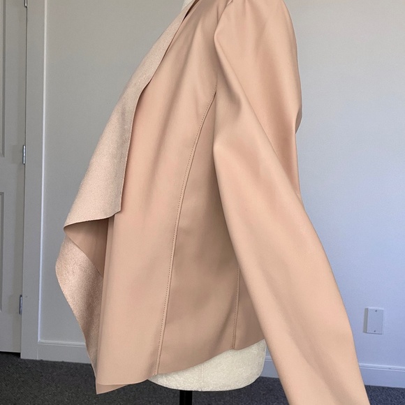 ** SOLD ** Brand New Bagatelle Blush Pink Faux Leather Drape Front Jacket. M - Picture 4 of 10